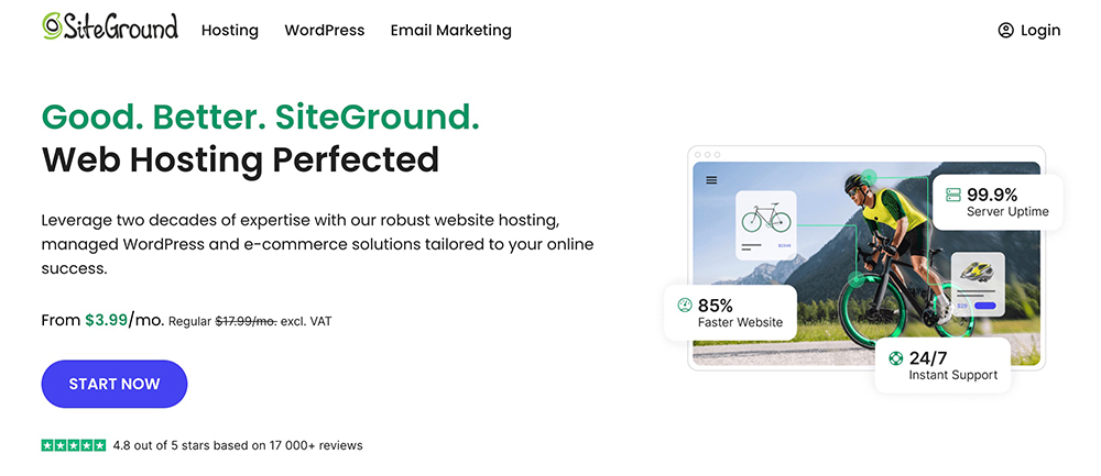 SiteGroundのファーストビュー画像