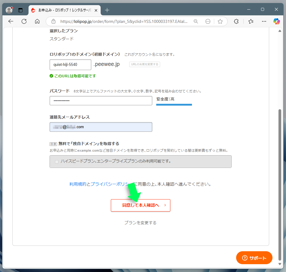 入力確認画面