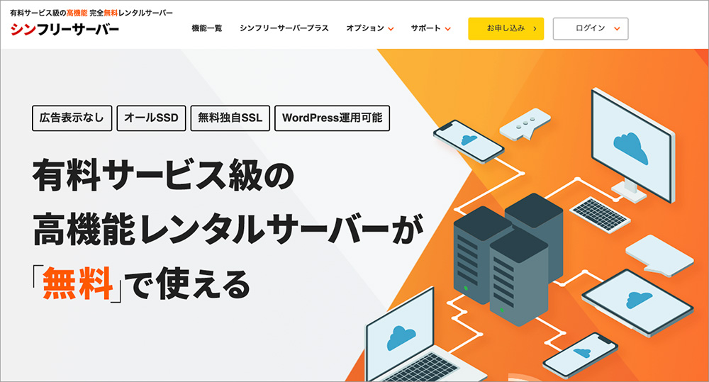 シンフリーサーバーのファーストビュー画像